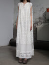 INTO THE EAST 25 Autumn/Winter Water-soluble Floral Round Neck Drawstring Dress ITE-E1DGSS030WT20DS-BAI White